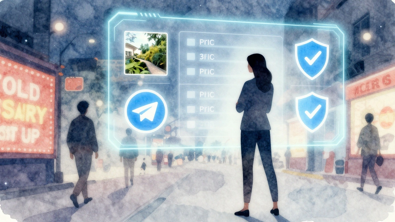 Силуэт женщины перед цифровым интерфейсом с иконками доверия и прозрачности.