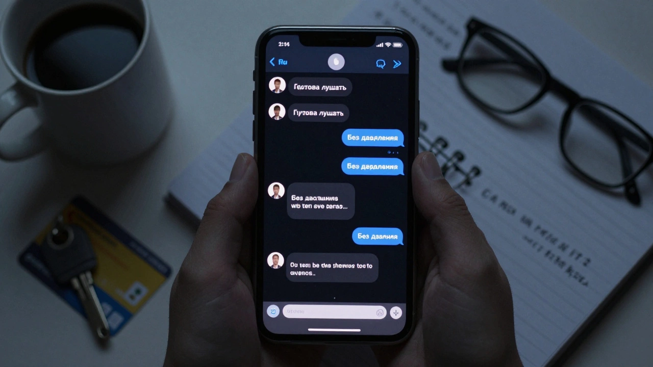 Анонимный чат в Telegram с сообщениями о эмоциональной поддержке, без лиц и фотографий.