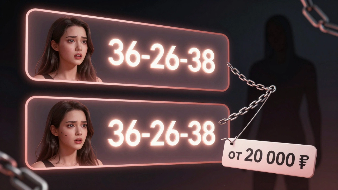 Иллюстрация анкеты с цифрами фигуры, ценой и теневым агентом, управляющим профилем.