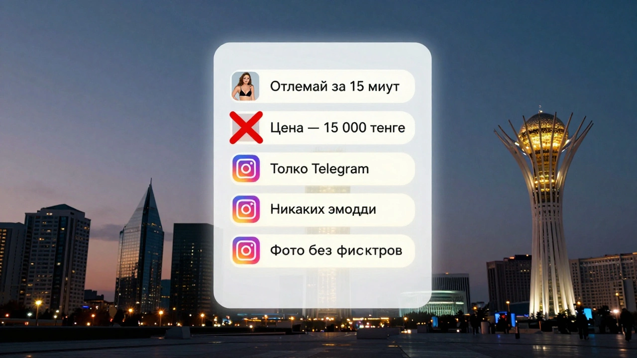 Плавающий чек-лист с ключевыми правилами создания объявлений над панорамой Астаны.