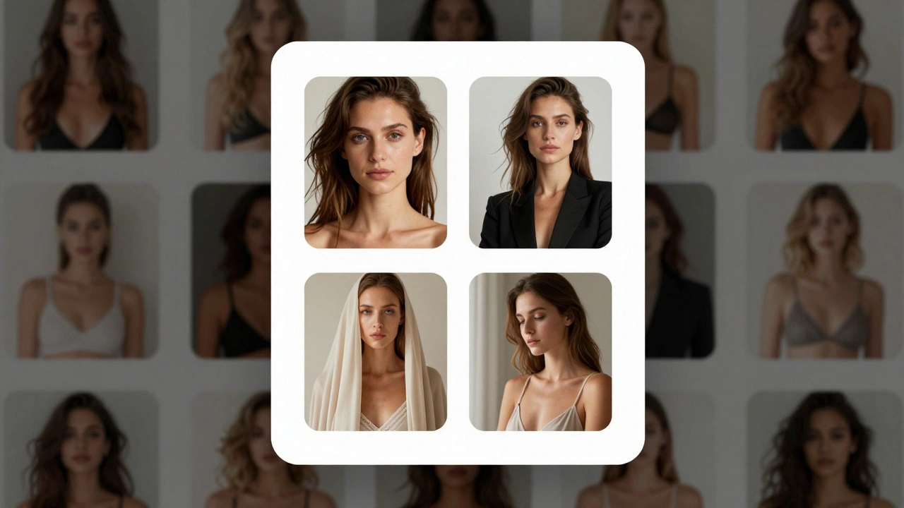 Сравнение качественных фото с низкокачественными — элегантность против вызывающих образов.